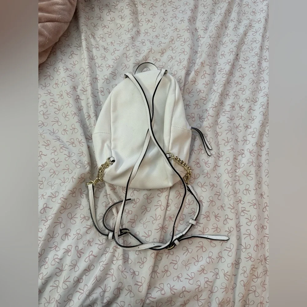 Victoria’s Secret White Quilted Mini Backpack With Gold Accents - Picture 5 of 6